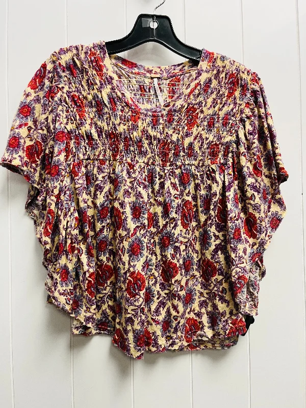 Top Short Sleeve By Free People In Orange & Purple, Size: Xs